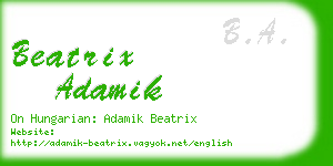 beatrix adamik business card